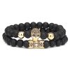 Micro Inlaid Zircon Skull Bracelet Set Frosted Stone Bracelet Wholesale MS-025