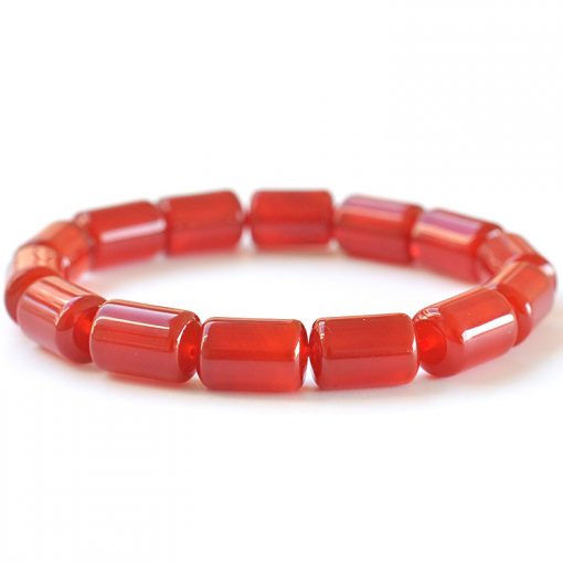 12x8mm natural cylindrical red agate finished bracelet GLGJ-087