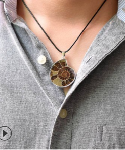 Natural Color Spiral Necklace Fossil Pendant Spot Color Conch Necklace Wholesale HYue-032