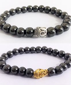 Men and women alloy gold and silver Buddha head black bile magnet bracelet factory direct wholesale MS-017