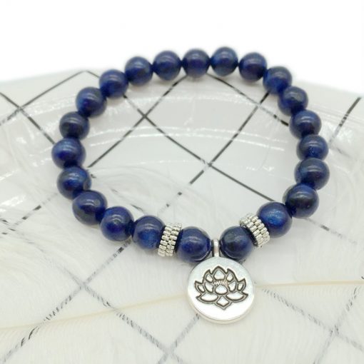 European and American Popular 8mm Natural Lapis Lazuli Pendant Bracelet Factory Direct Sale HYue-064