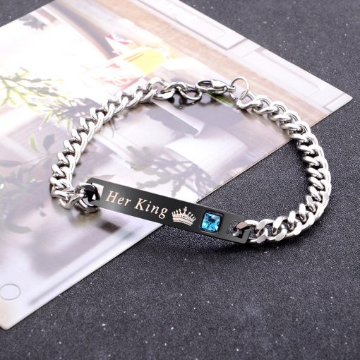 “His queen her king” Crown Letter Couple Bracelet Set Manufacturer Wholesale HYue-066