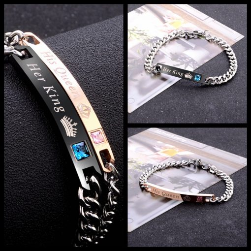 “His queen her king” Crown Letter Couple Bracelet Set Manufacturer Wholesale HYue-066