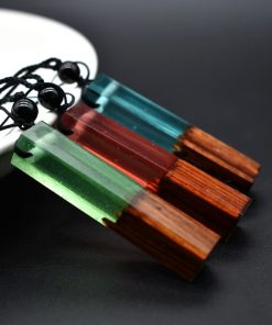 Solid Wood Pendant Solidified Resin Handmade Sweater Chain Ocean Female Necklace Wholesale HYue-041