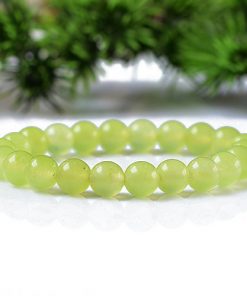 6-8MM Grape Green Chalcedony Female Bracelet Wholesale GLGJ-179