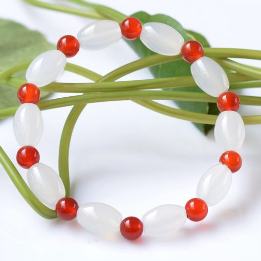 8x12mm natural white and red agate fashion wild bracelet GLGJ-121