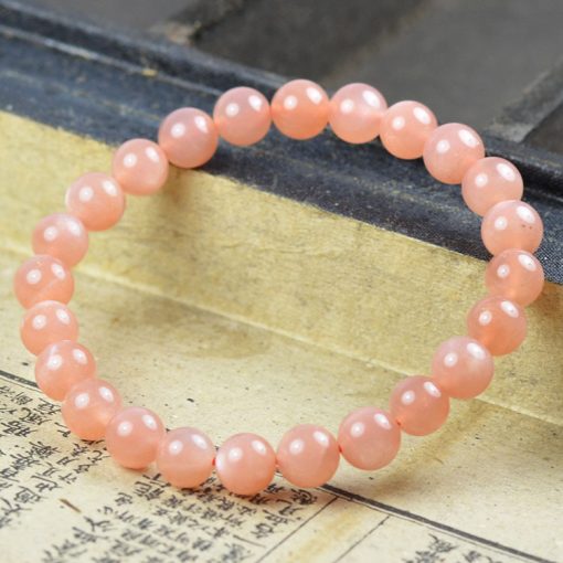 8mm fine 3A natural orange moonstone finished elastic line bracelet GLGJ-148