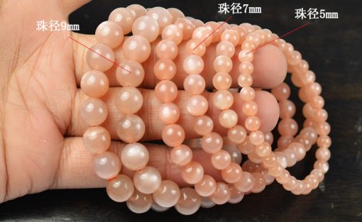 8mm fine 3A natural orange moonstone finished elastic line bracelet GLGJ-148