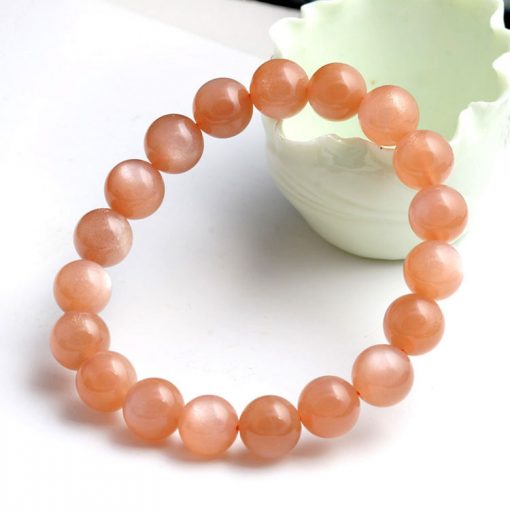 8mm fine 3A natural orange moonstone finished elastic line bracelet GLGJ-148