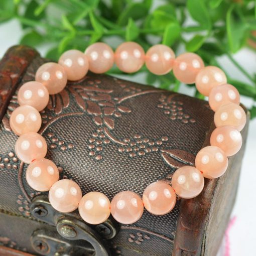 8mm fine 3A natural orange moonstone finished elastic line bracelet GLGJ-148