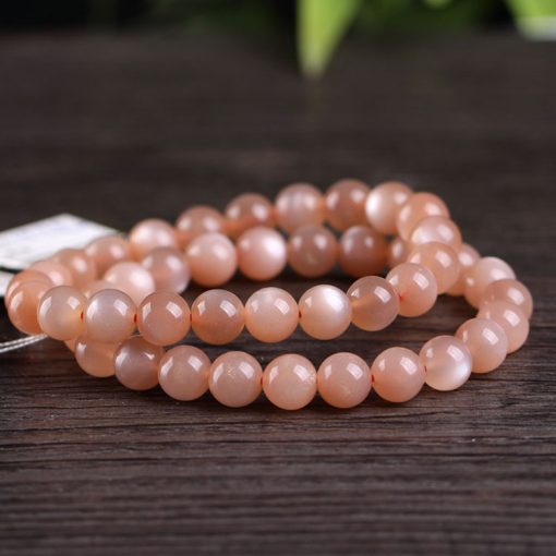 8mm fine 3A natural orange moonstone finished elastic line bracelet GLGJ-148