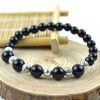 6-8mm natural black agate ancient silver bracelet wholesale GLGJ-122