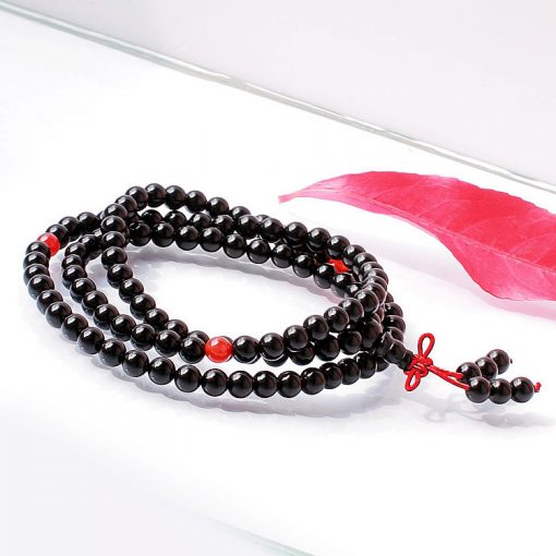 6MM 108 grain natural black red agate bracelet GLGJ-108