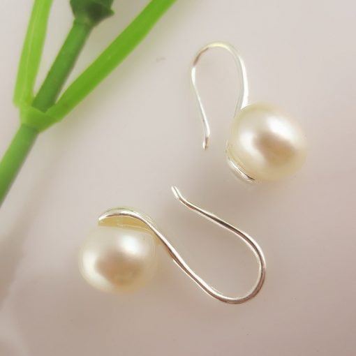 8mm Natural Freshwater Pearl Boutique 925 Silver Fashion Earring Wholesale Pink White GLGJ-158