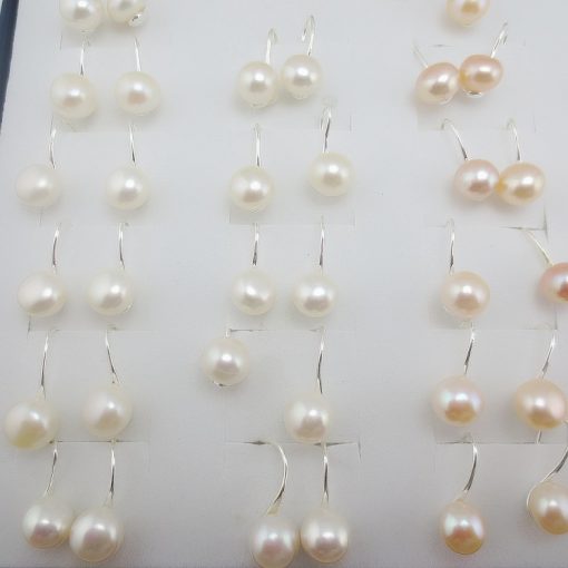 8mm Natural Freshwater Pearl Boutique 925 Silver Fashion Earring Wholesale Pink White GLGJ-158