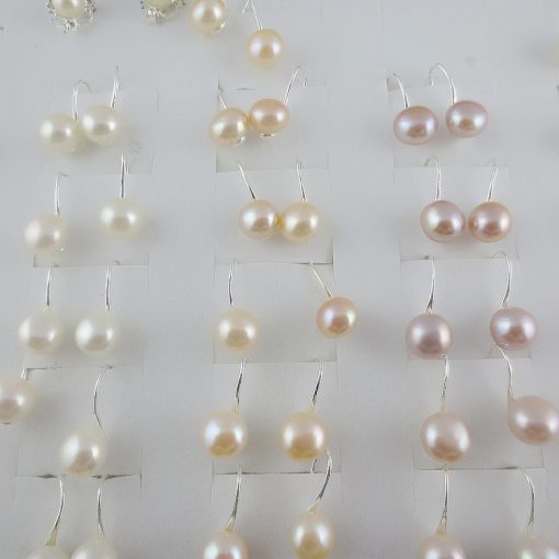 8mm Natural Freshwater Pearl Boutique 925 Silver Fashion Earring Wholesale Pink White GLGJ-158