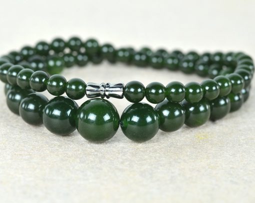 6-14mm Women’s Natural Russian Jasper Necklace Wholesale-Dark Green GLGJ-168