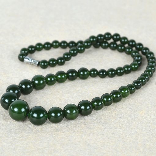 6-14mm Women’s Natural Russian Jasper Necklace Wholesale-Dark Green GLGJ-168