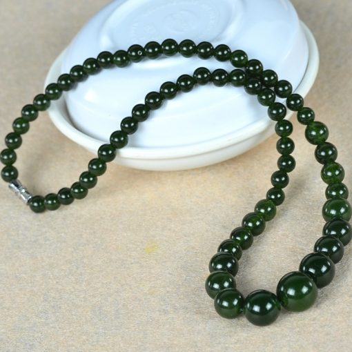 6-14mm Women’s Natural Russian Jasper Necklace Wholesale-Dark Green GLGJ-168