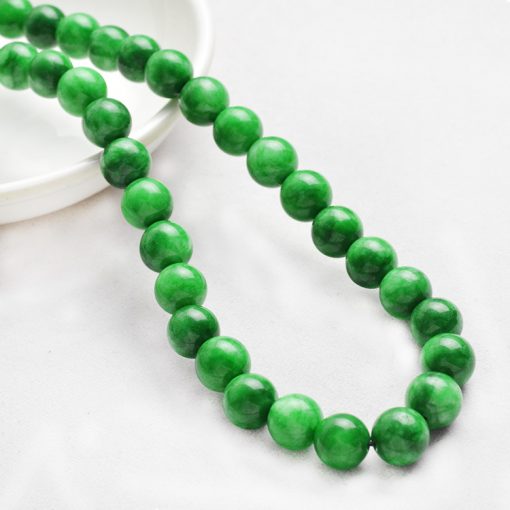10mm Lady Natural Cold Jade Gemstone Necklace-Green GLGJ-167