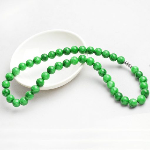 10mm Lady Natural Cold Jade Gemstone Necklace-Green GLGJ-167