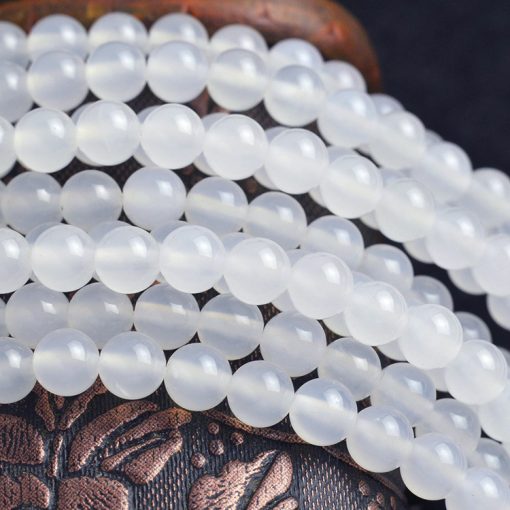 Fine A grade natural white agate DIY loose beads wholesale GLGJ-099