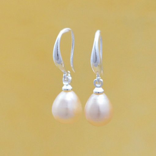 Natural drop-shaped freshwater pearls 925 silver ear hooks wholesale pearl earrings GLGJ-162