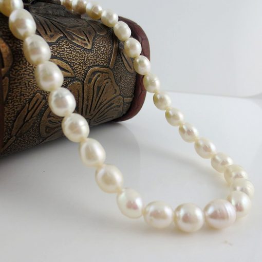 7 × 9mm natural freshwater pearl rice-shaped pearl necklace wholesale GLGJ-160