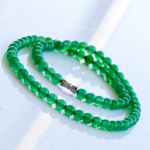 6mm natural green agate gemstone necklace wholesale GLGJ-116