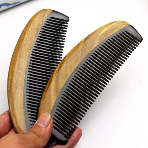 Fine green sandalwood combined horns back comb Fine beauty health dense tooth comb wholesale GLGJ-201