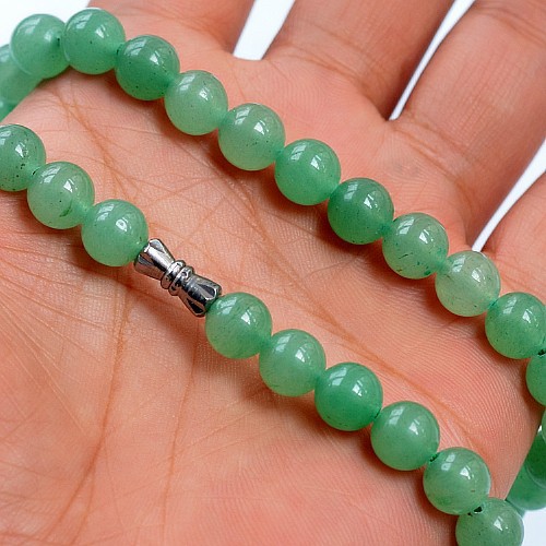 8 ～ 10mm Natural Green Aventurine Round Beads Jade Necklace Wholesale GLGJ-163