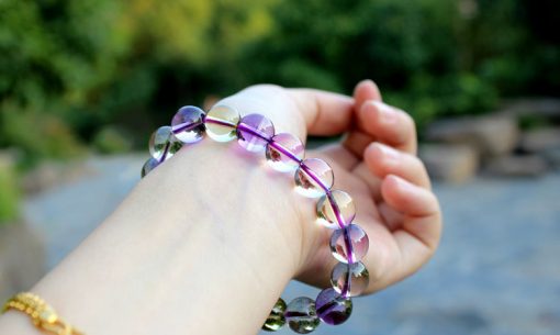 8mm fine 3A natural orange moonstone finished elastic line bracelet GLGJ-148