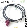 Fine AAA grade garnet grape necklace with leather rope wholesale GLGJ-172