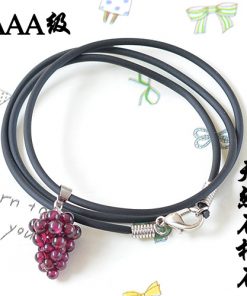 Fine AAA grade garnet grape necklace with leather rope wholesale GLGJ-172