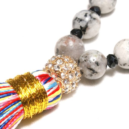 8mm Natural Stone Tassel Long Necklace Hot Sale Yoga Buddha Lotus Clothes Charm Chain XH-227