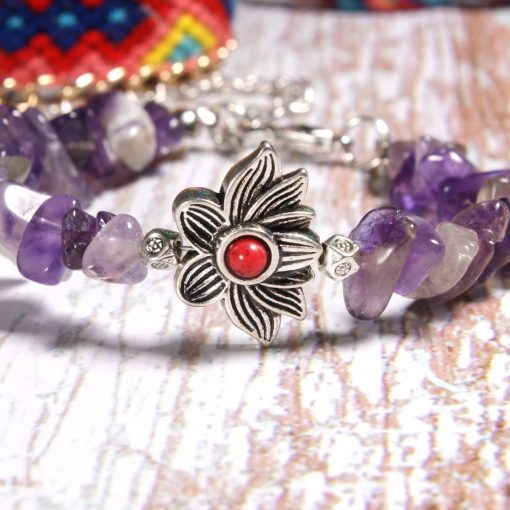 7 Chakra best-selling bracelet amethyst lotus bracelet set boho woven friendship bracelet XH-261