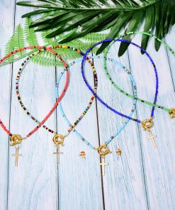 Summer hot hand-made beaded cross pendant new clavicle chain accessories wholesale   Mixed batch XH-234