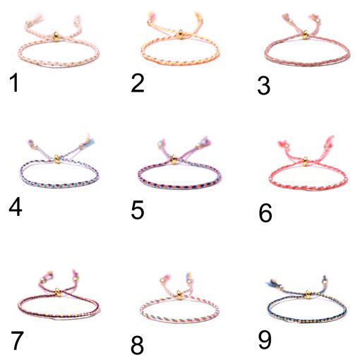 Summer hot bohemian style cotton braided bracelet beach friendship hand rope plus metal beads mixed batch XH-256