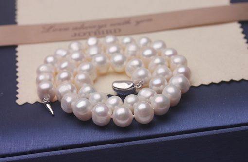 Natural near-round pearl necklace 9-10 mm medium and large white pearl necklace GLGJ-209