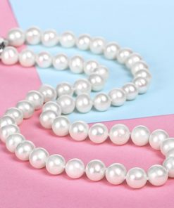 Natural near-round pearl necklace 9-10 mm medium and large white pearl necklace GLGJ-209