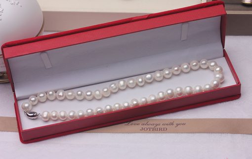 Natural near-round pearl necklace 9-10 mm medium and large white pearl necklace GLGJ-209