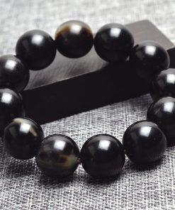 Authentic natural black horn health bracelet with clear lines and good oily GLGJ-211
