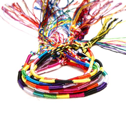Popular Nepalese ethnic wind hand-knitted rainbow lucky friendship hand rope 10pcs a bag XH-260