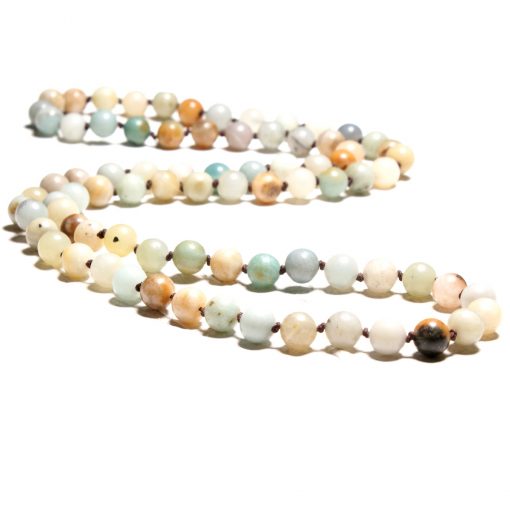 8mm Natural Amazon Stone Ethnic Wind Hand-knotted Long Necklace Wholesale XH-226