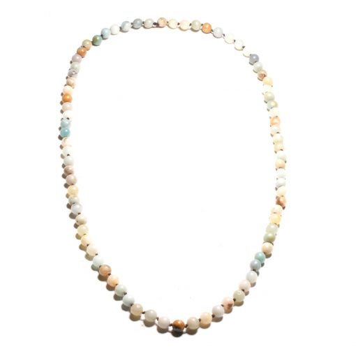8mm Natural Amazon Stone Ethnic Wind Hand-knotted Long Necklace Wholesale XH-226