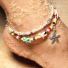 Summer hot sale crystal starfish beach turtle pendant ladies retro anklet XH-240
