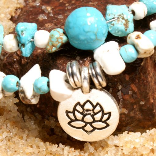 Beach Yoga Lotus Pendant Turquoise Anklet Bracelet XH-245
