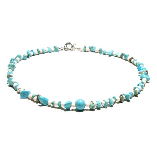 European and American popular ladies’ bohemian style short clavicle broken turquoise summer necklace jewelry wholesale XH-219