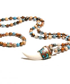 European and American popular bohemian ethnic style natural stone crystal long necklace + bracelet set XH-218