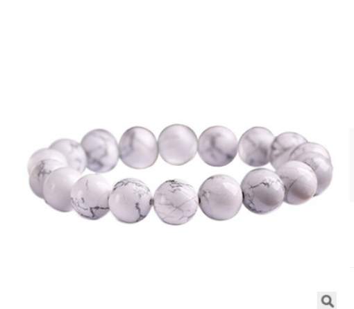 Wholesale natural 8 mm white turquoise elastic bracelet inner diameter 6-6.5 inches